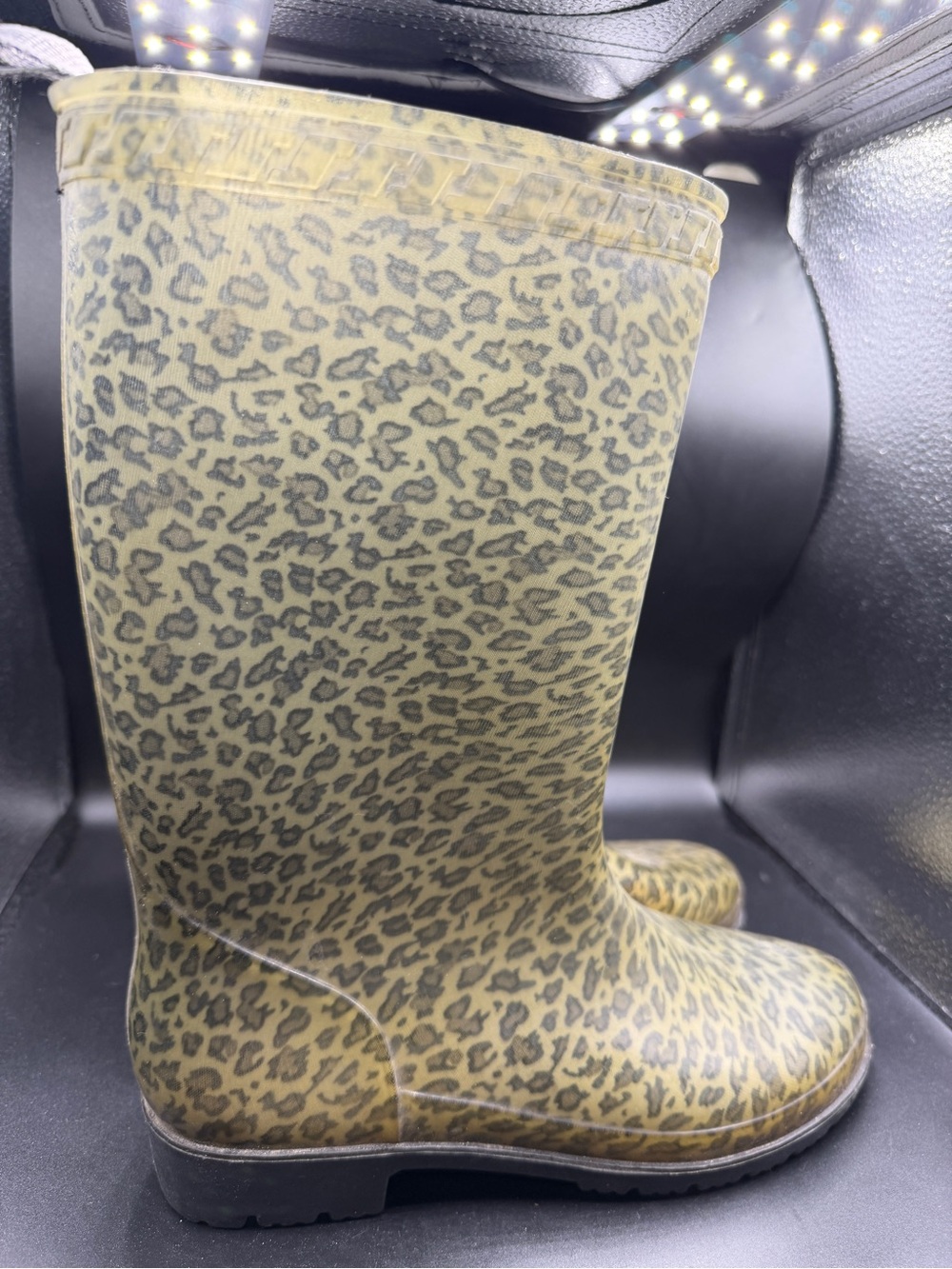 Leopard Print Rain Boots - Women's Olive/Black